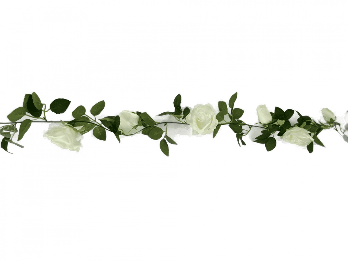 Flowering White Artificial Rose Garland 190cm - Image 3
