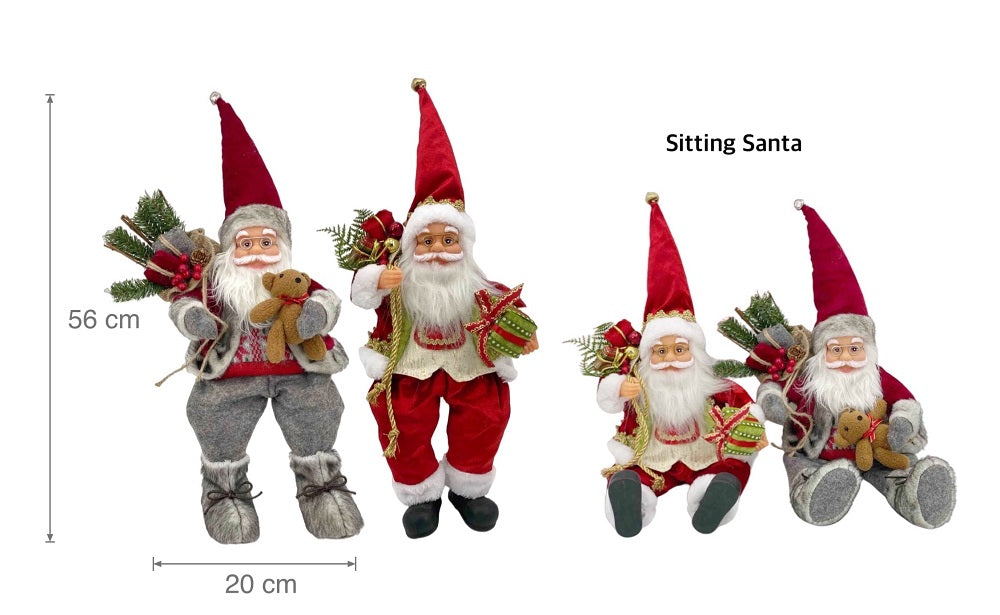 bulk 6 Xmas Plush Sitting Santa 56cm