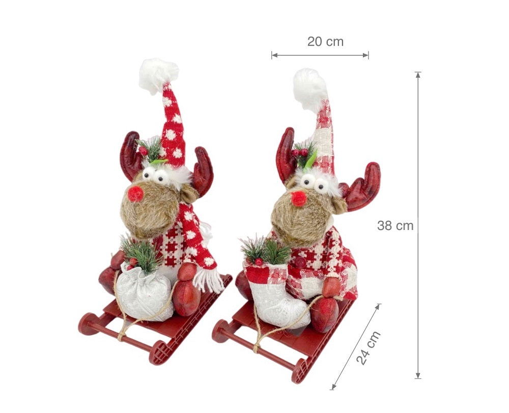 bulk 8 Mr & Mrs Dasher Sled Deer 38cm