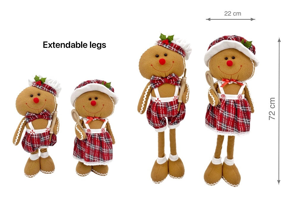 bulk 4 Xmas Extendable Standing Ginger Bread 72cm