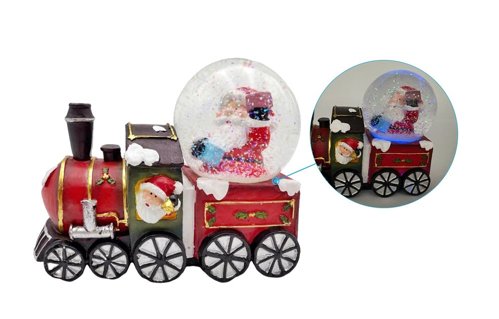 bulk 12 Xmas Santa & Train Snow Globe w/ Led Light 16cm