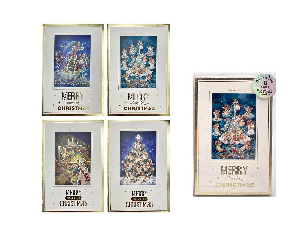 bulk 384 Xmas Cards Foiled Decoration