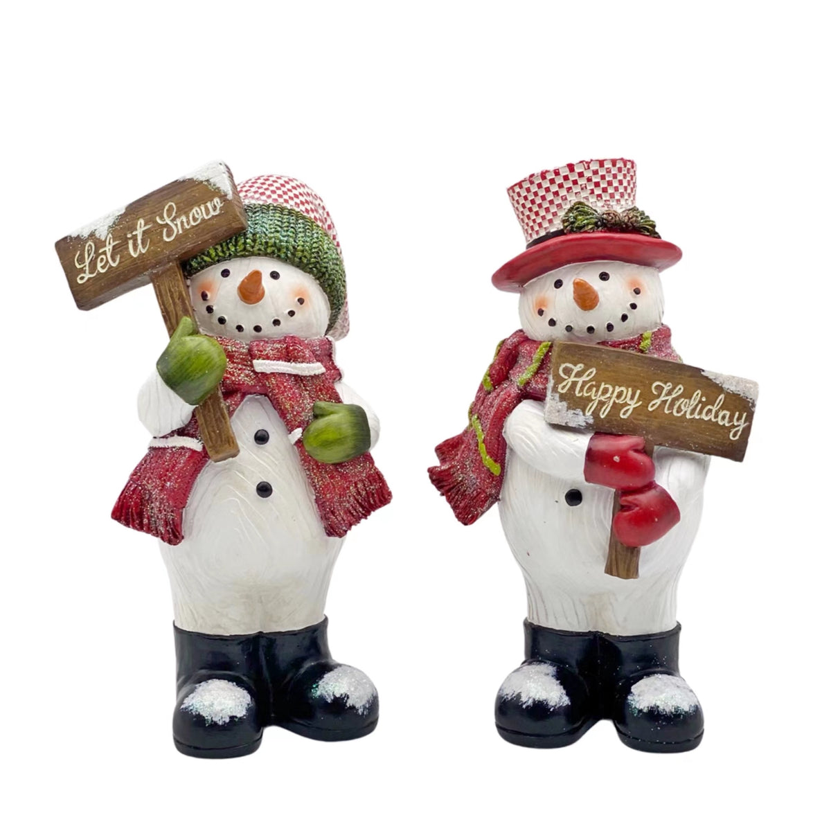 bulk 6 Christmas Polyresin Standing Snowmen 25cm