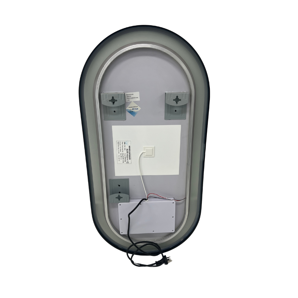 Black Oval LED Bathroom 130cm x 70cm Frosted Edge Defogger Dimmable Vanity Wall Mirror