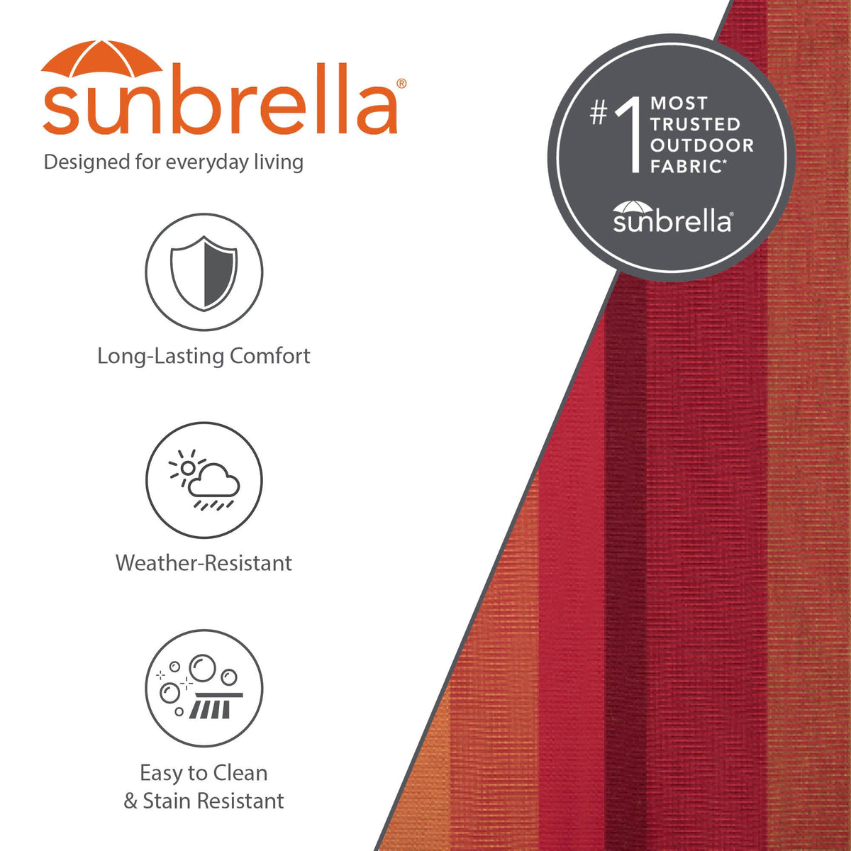 Vivere Double Sunbrella Hammock with Solid Pine Stand (260cm) - Sunset