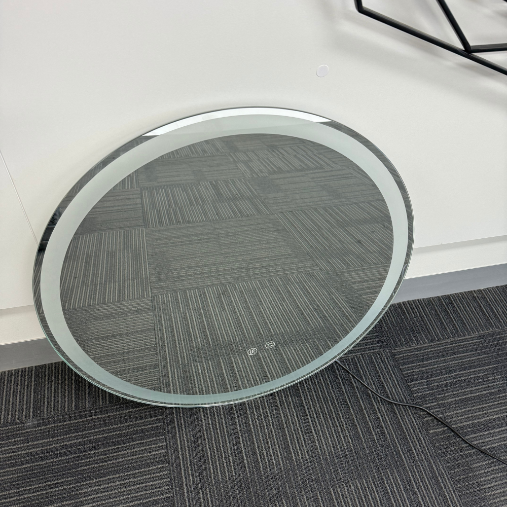 Round LED Mirror 90cm Frosted Defogger Dimmable 25mm Strip
