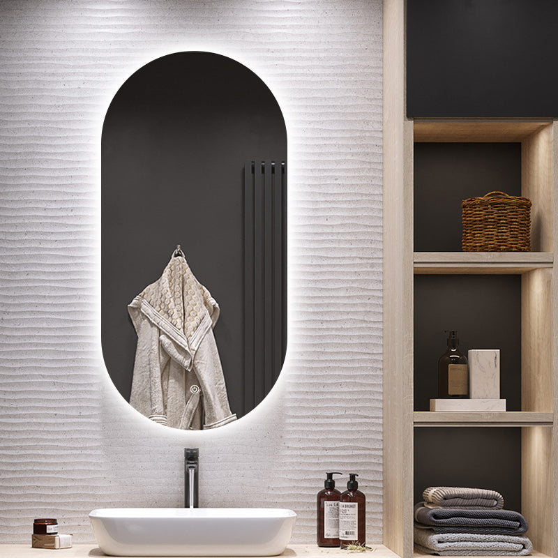 Oval LED Mirror 90cm x 45cm Frameless Backlit Defogger Dimmable