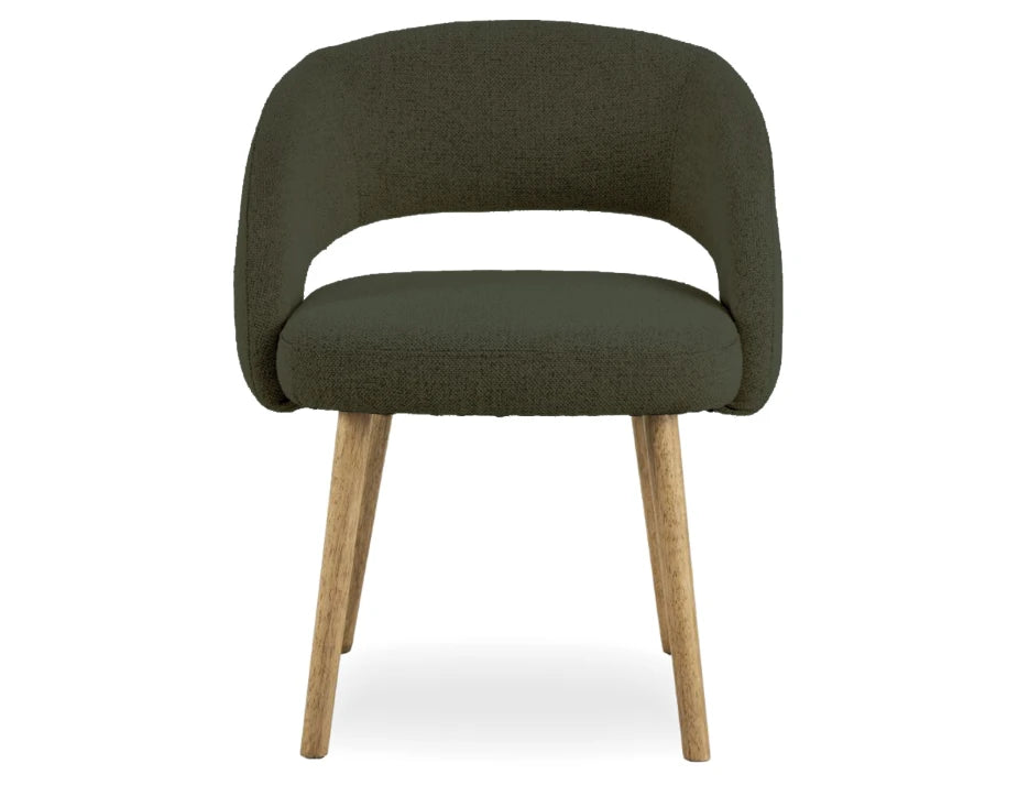 Akito Dining Chair - Natural - Hunter Green Fabric