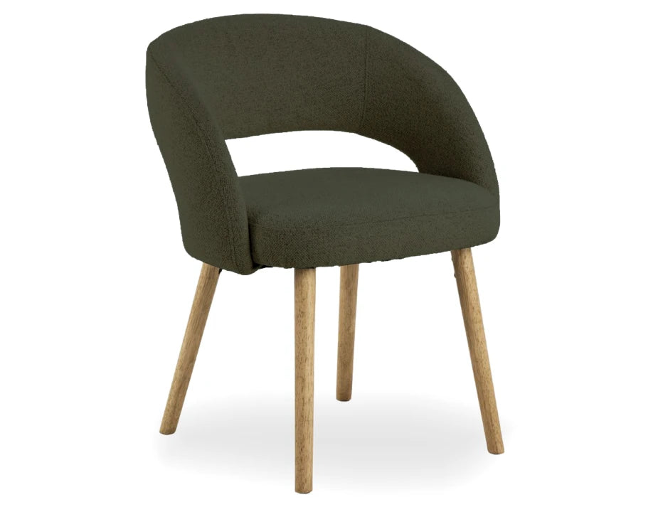 Akito Dining Chair - Natural - Hunter Green Fabric