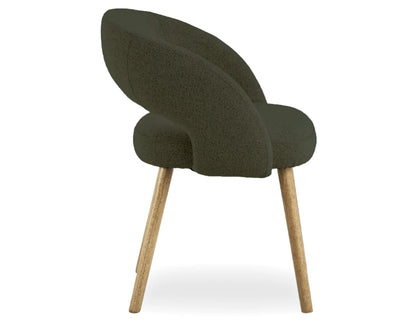 Akito Dining Chair - Natural - Hunter Green Fabric