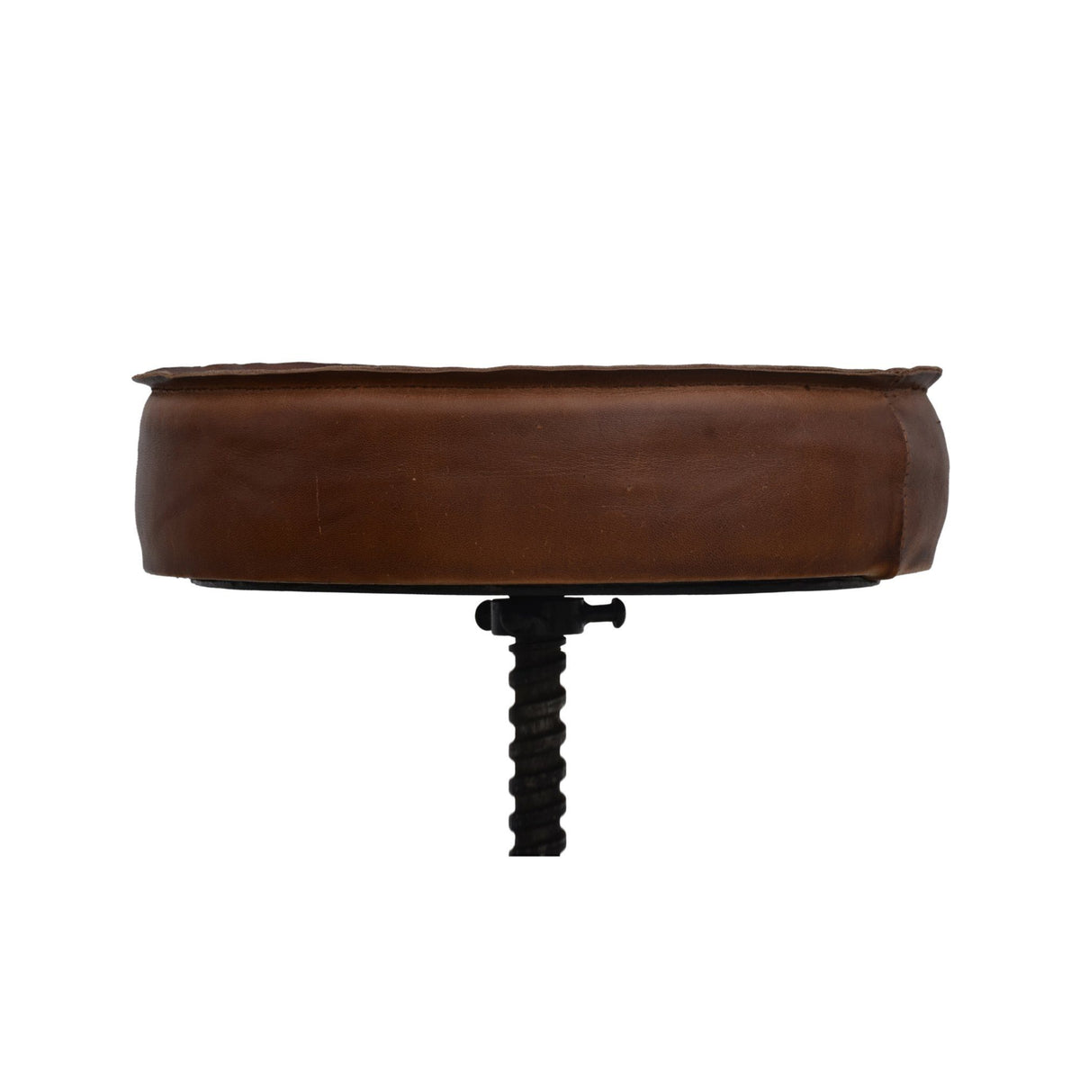 Alistair Cast Iron Wind Up Stool Leather Top 51cm