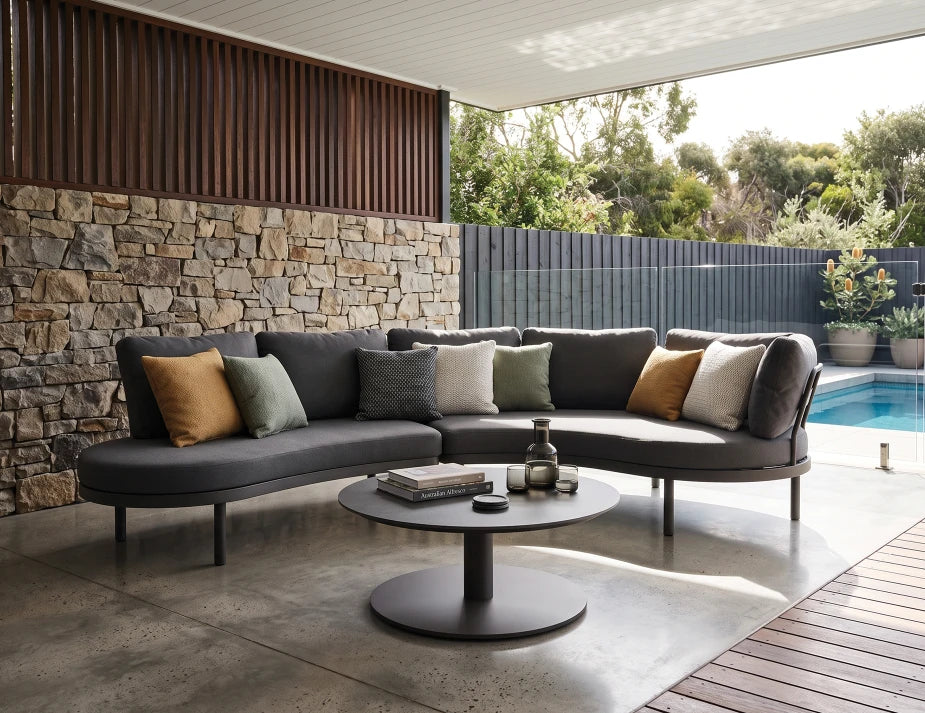 Loma Coffee Table Charcoal 90cm - Outdoor - Basalt Ceramic Top