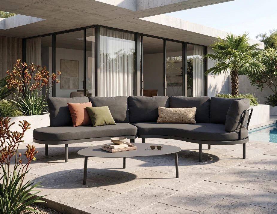 Aluna Sofa Left End Open - Charcoal - Outdoor
