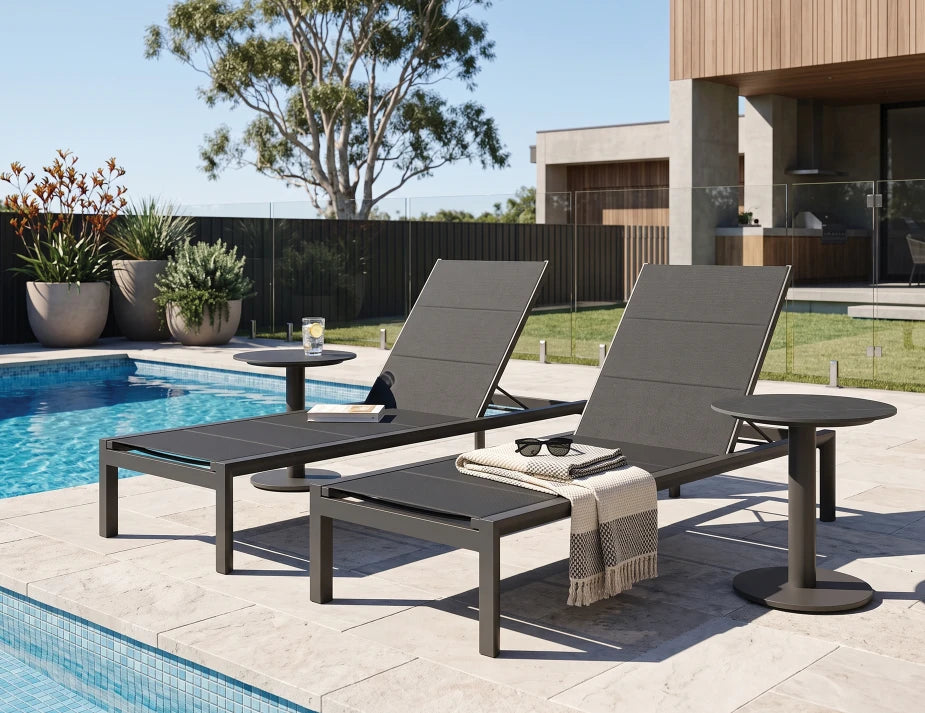 Alvor Sun Lounge - Charcoal - Black Mesh