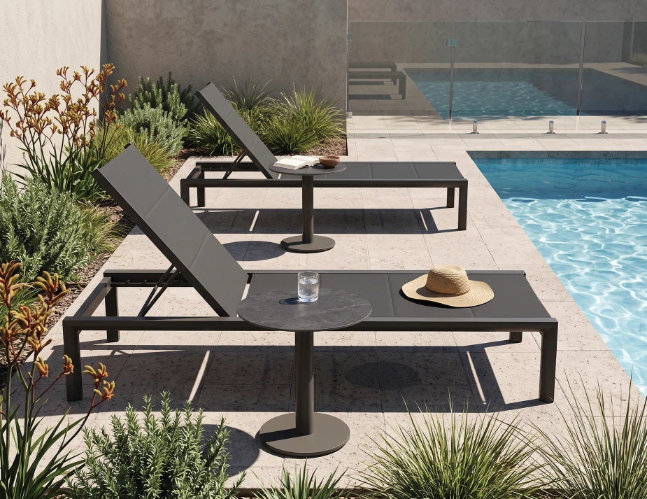 Loma Side Table Charcoal - Outdoor - Basalt Ceramic Top