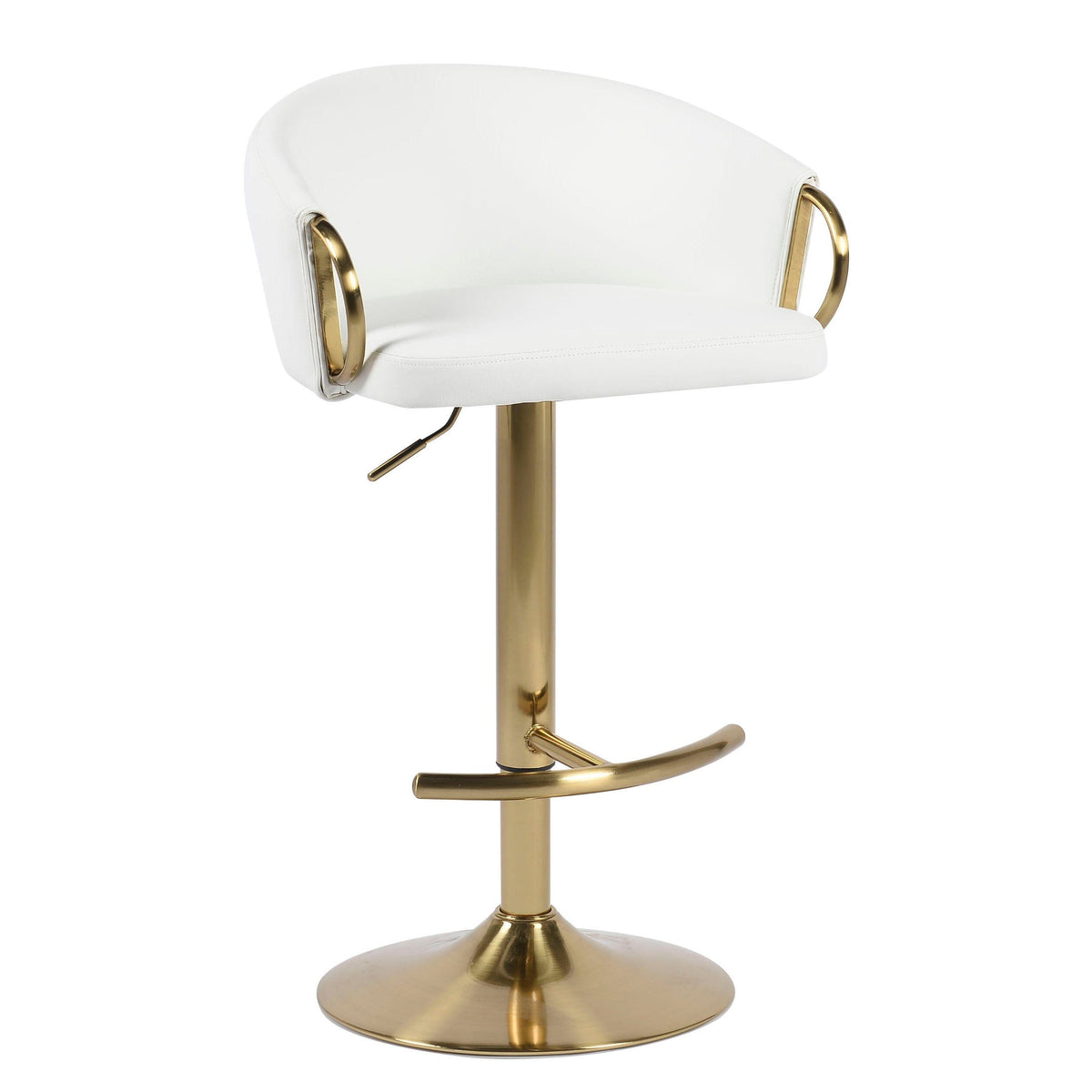Ambrose White Faux Leather Swivel Gas Lift Bar Stool