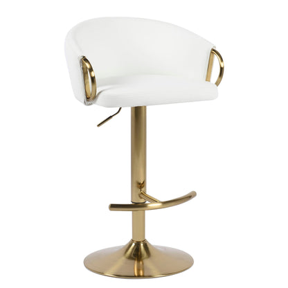 Ambrose White Faux Leather Swivel Gas Lift Bar Stool