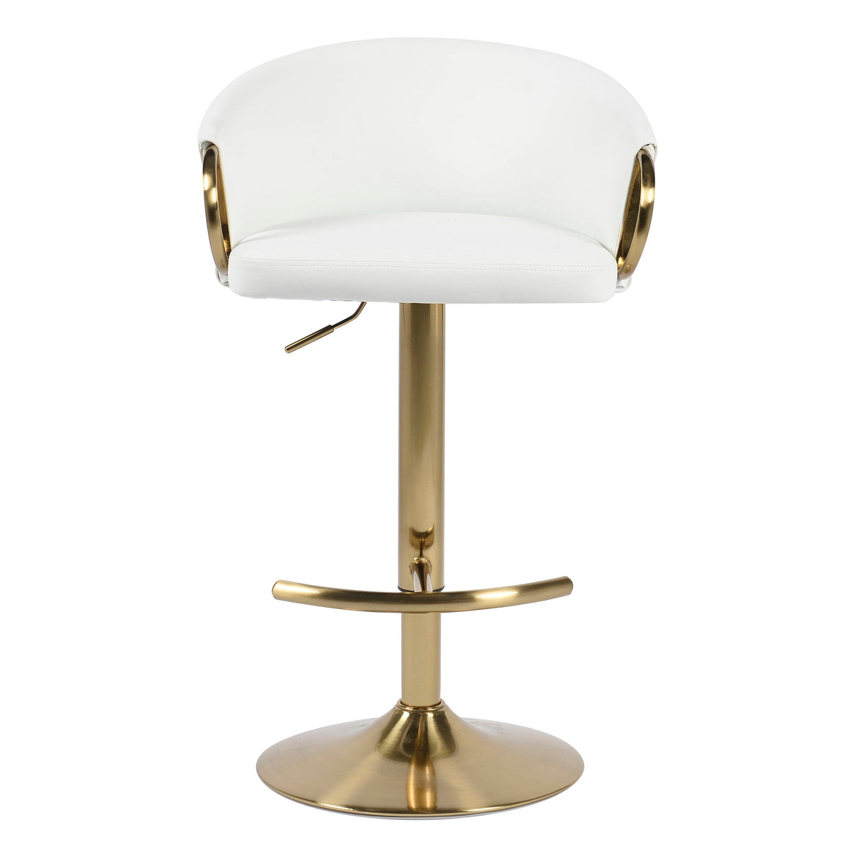 Ambrose White Faux Leather Swivel Gas Lift Bar Stool
