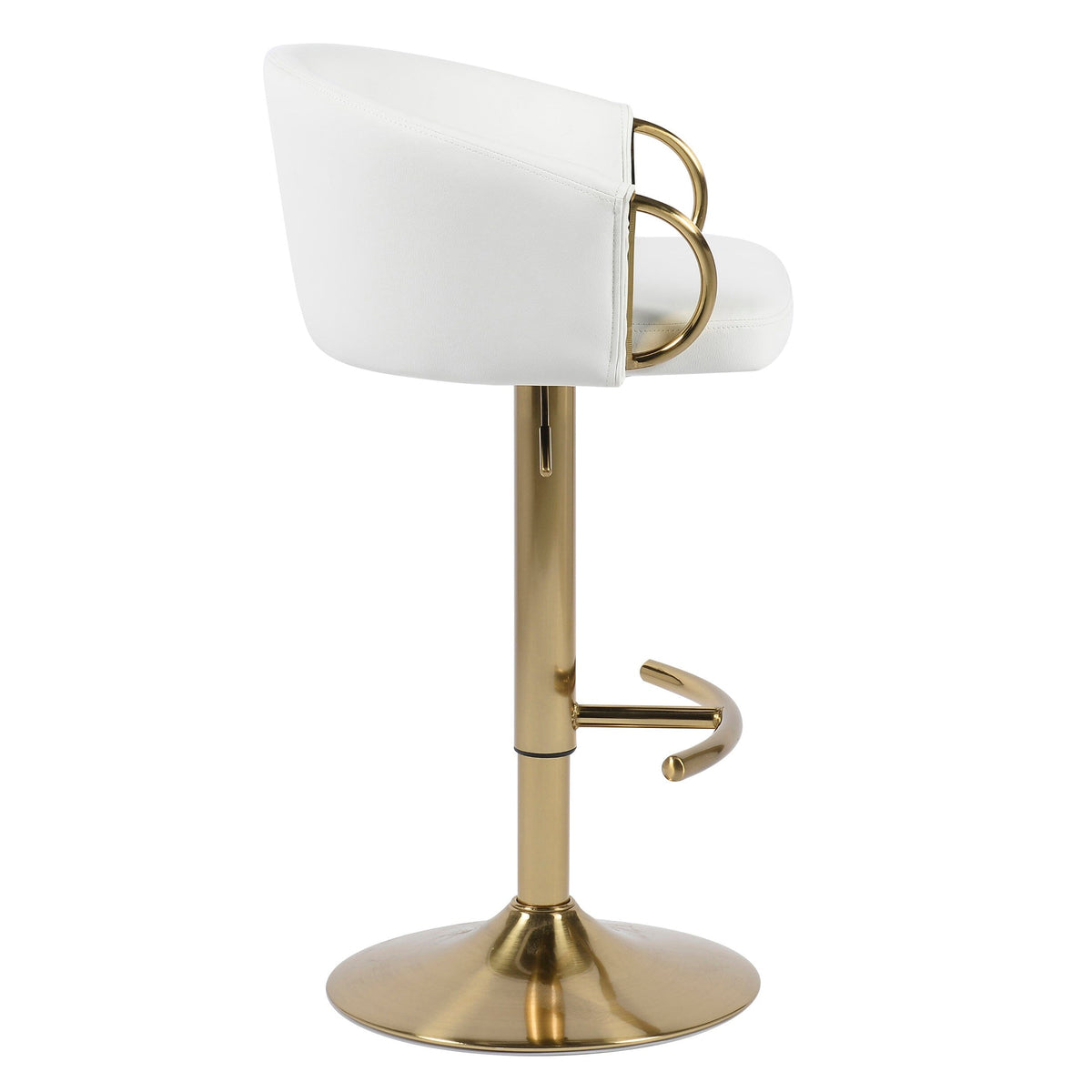 Ambrose White Faux Leather Swivel Gas Lift Bar Stool
