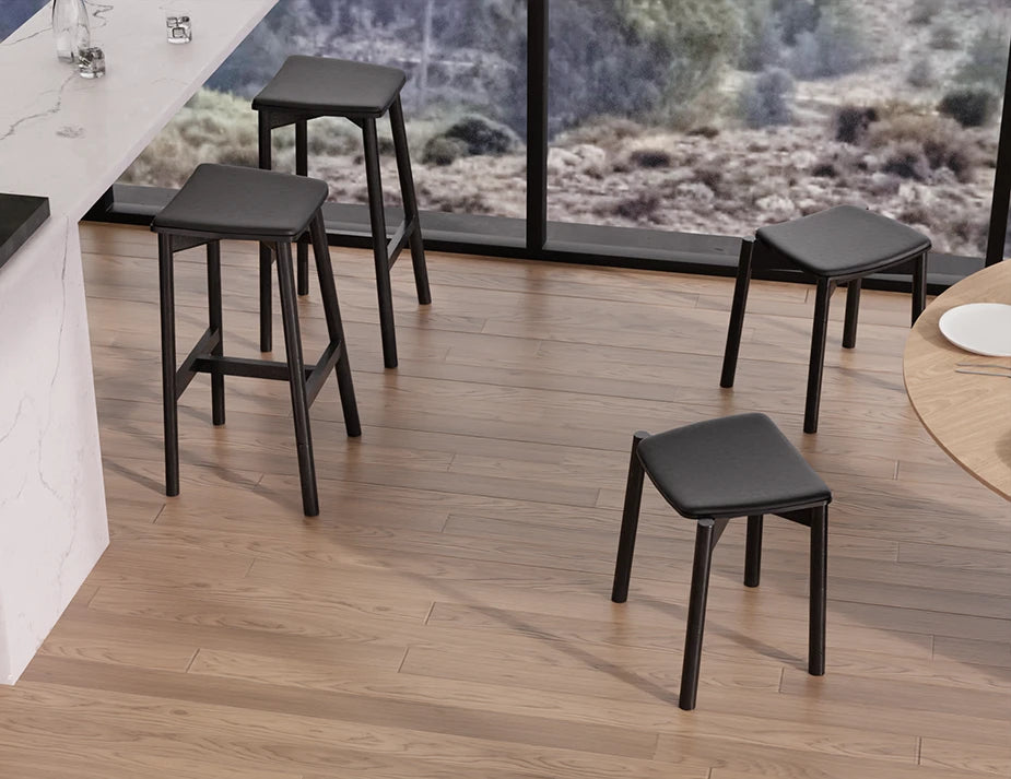 Andi Low Stool - Black - Upholstered