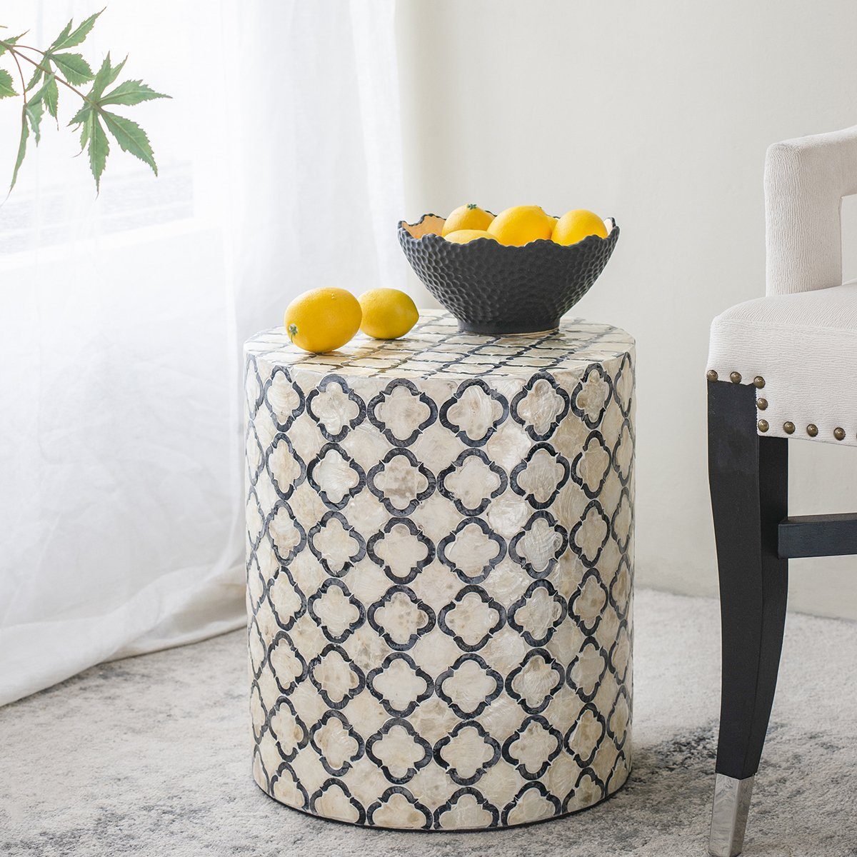 Anouk Natural Sea Shell Round Stool 40cm