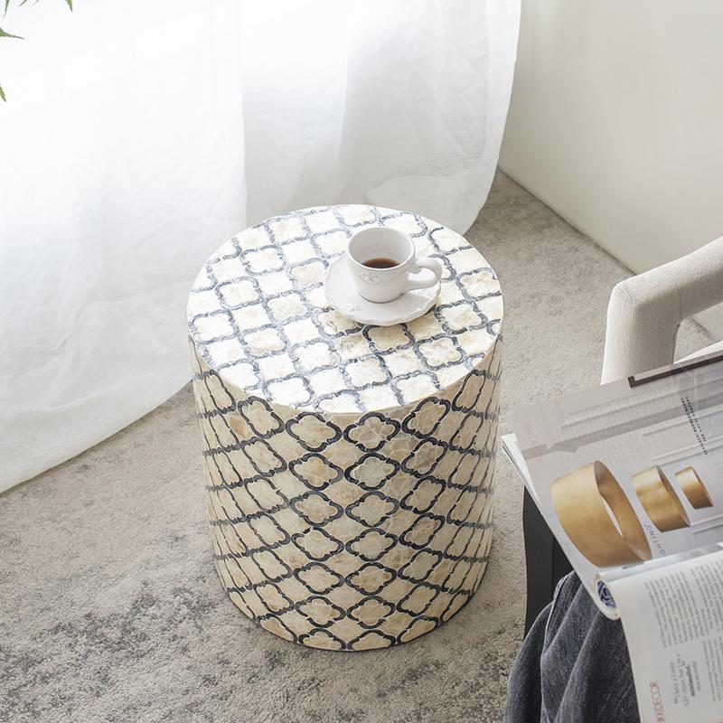 Anouk Natural Sea Shell Round Stool 40cm