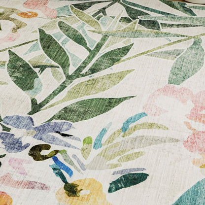 Arcadia Tropical Floral Washable Rug - Green & Pink