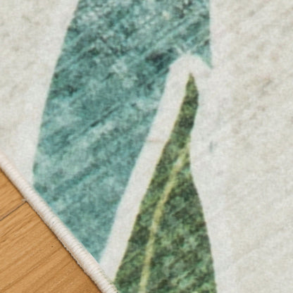 Arcadia Tropical Floral Washable Rug - Green & Pink