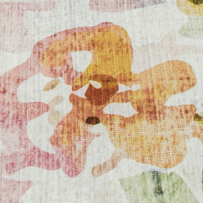 Arcadia Tropical Floral Washable Rug - Green & Pink