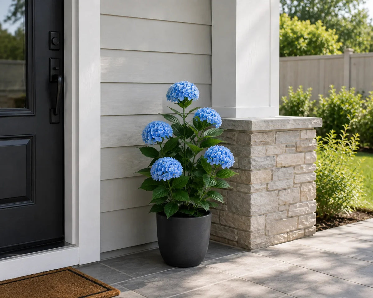 Premium Artificial Flowering Blue Hydrangea Tree 90cm UV Resistant