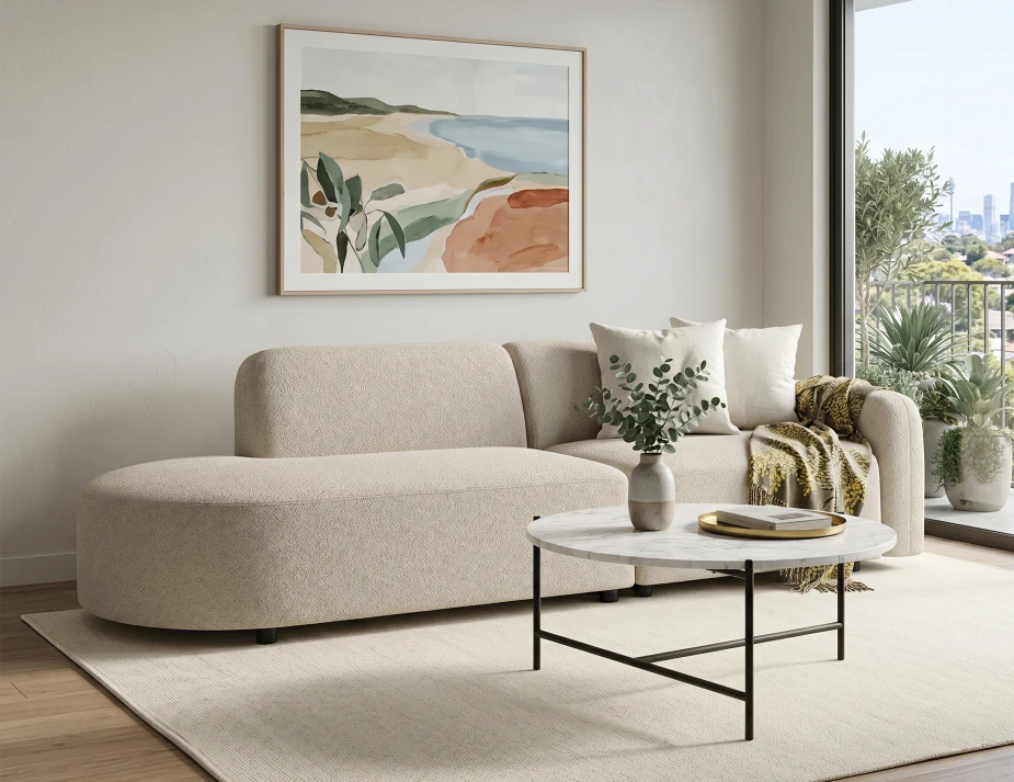 Atticus Modular Sofa - Config F or G Curved Open End - Ivory Cream