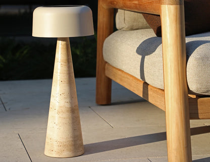 Aura Large Solar Lamp - Outdoor - Latte - Travertine