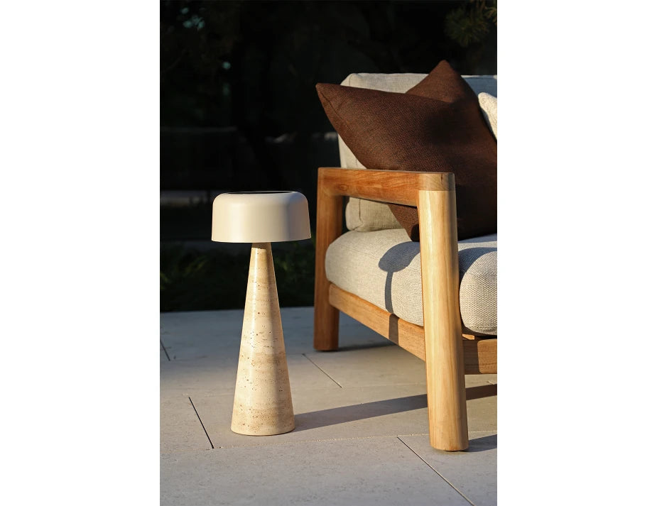 Aura Large Solar Lamp - Outdoor - Latte - Travertine