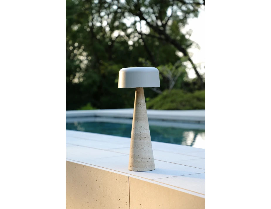 Aura Large Solar Lamp - Outdoor - Latte - Travertine