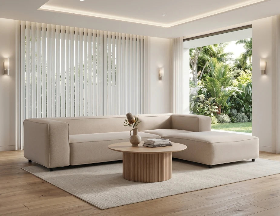 Nolia Modular Sofa - 3 Seater with Ottoman - Beige