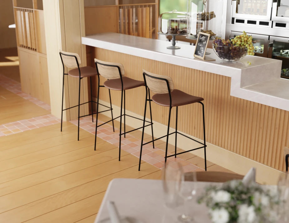 Rylie Bar Stool - Natural - Upholstered