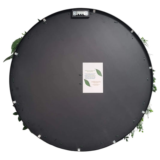 Slimline Artificial Green Wall Disc Art 100cm Country Fern UV Resistant (Black)