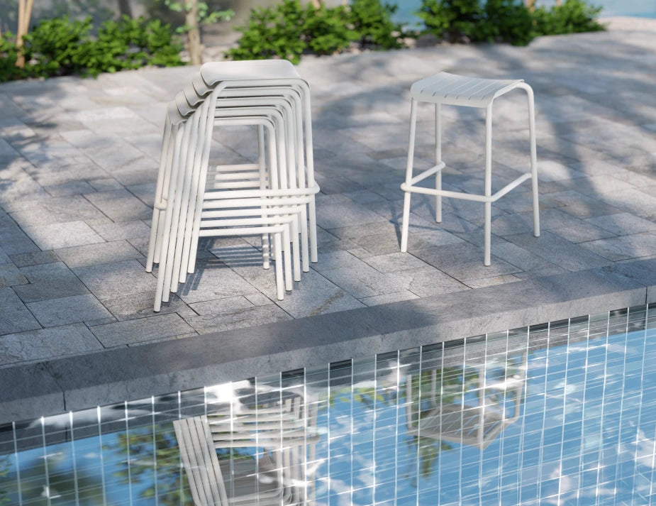 Roku Backless Bar Stool - Outdoor - Charcoal