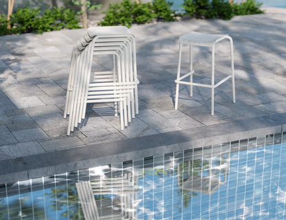 Roku Backless Bar Stool - Outdoor - White