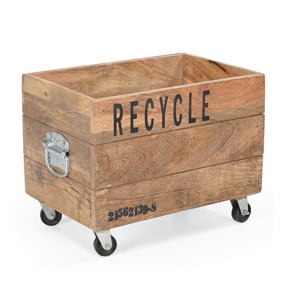 Barrow Mango Wood and Iron Basket on Wheels 45cm