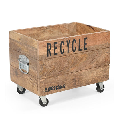 Barrow Mango Wood and Iron Basket on Wheels 45cm