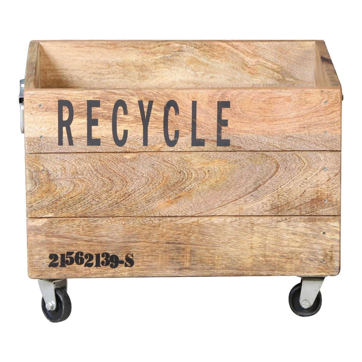 Barrow Mango Wood and Iron Basket on Wheels 45cm
