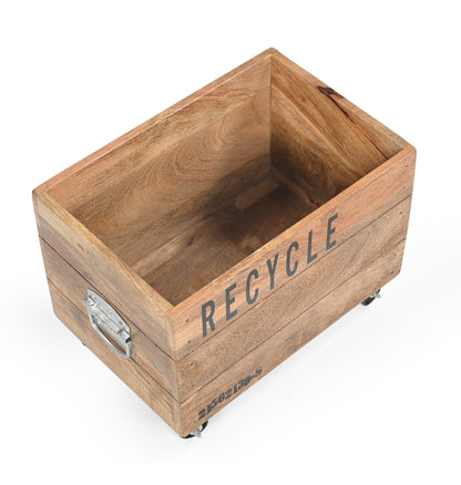 Barrow Mango Wood and Iron Basket on Wheels 45cm