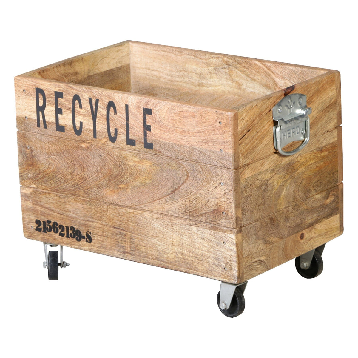Barrow Mango Wood and Iron Basket on Wheels 45cm