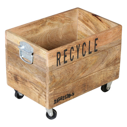 Barrow Mango Wood and Iron Basket on Wheels 45cm