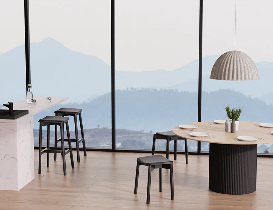 Andi Low Stool - Black - Upholstered