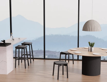 Andi Low Stool - Black - Upholstered