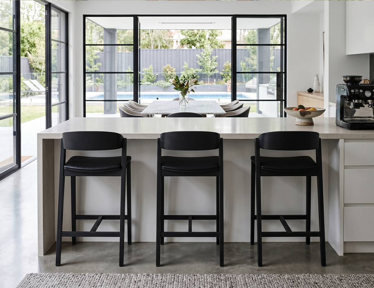 Grayson Bar Stool - Black - Upholstered