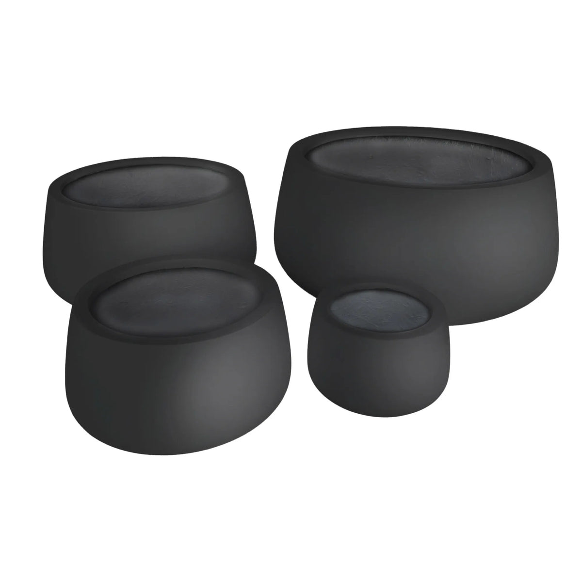 Luxury Soft Tapered Bowl Planter Set of 4 | Premium Pot Range | Matt Black
