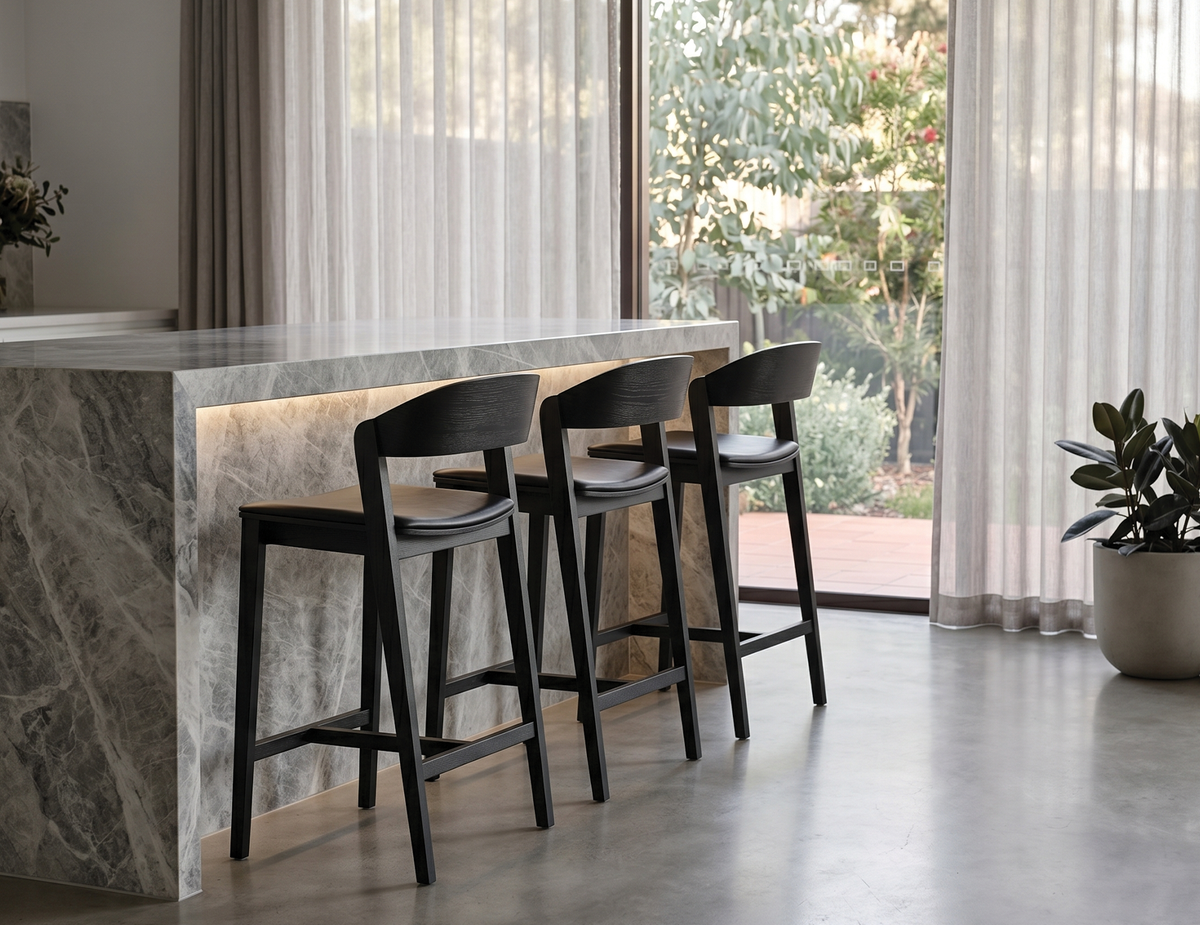 Grayson Bar Stool - Black - Upholstered